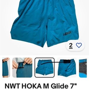 NWT Hoka One One Glide 7" Men Blue / black Running Shorts Size Small